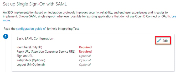 Basic SAML configuration Azure AD