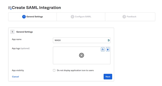 Create SAML integration Okta