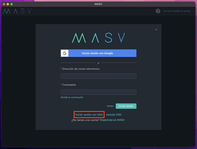 Iniciar sesión SSO con la aplicación de MASV-1