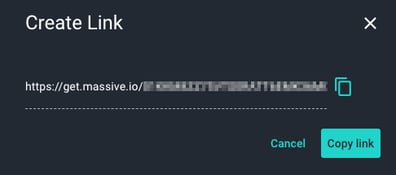 Screen capture of a MASV Create Link window.