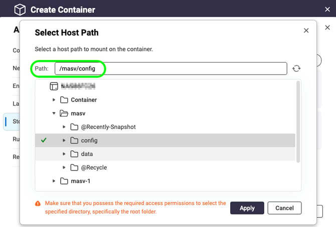 qnap-set-host-path