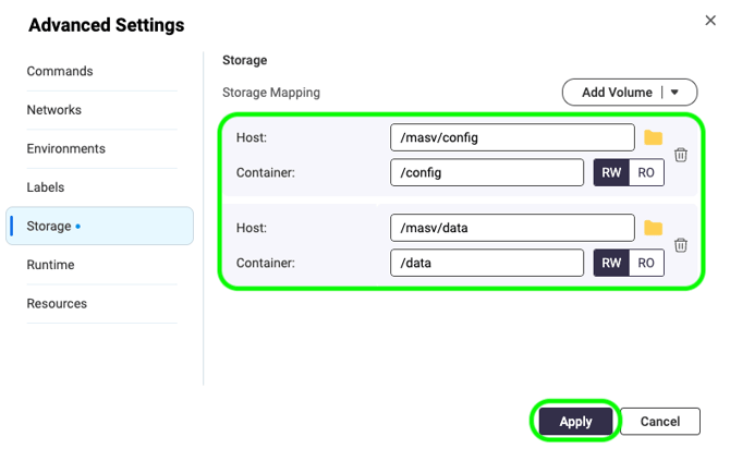 qnap-storage-volume-settings