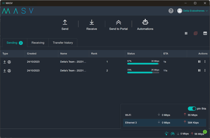 Monitoring Progress in MASV Desktop