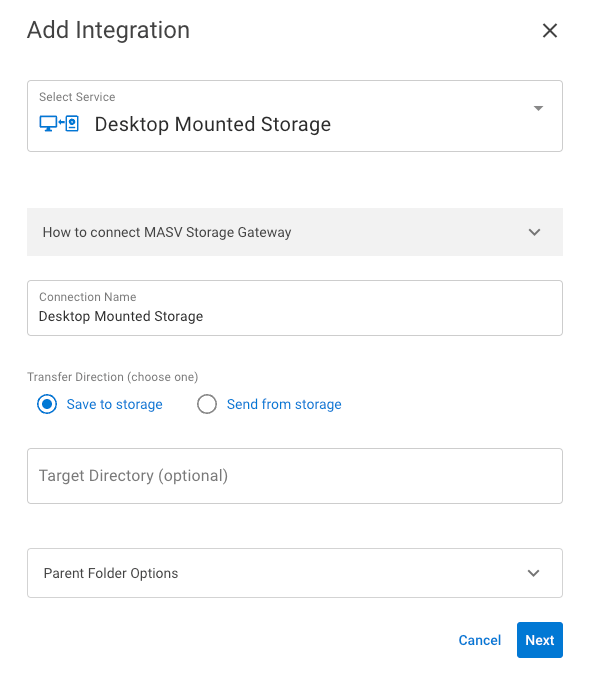 How to connect desktop mounted storage