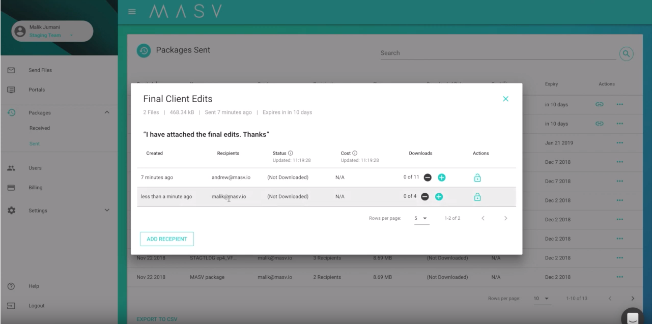 MASV final client edits