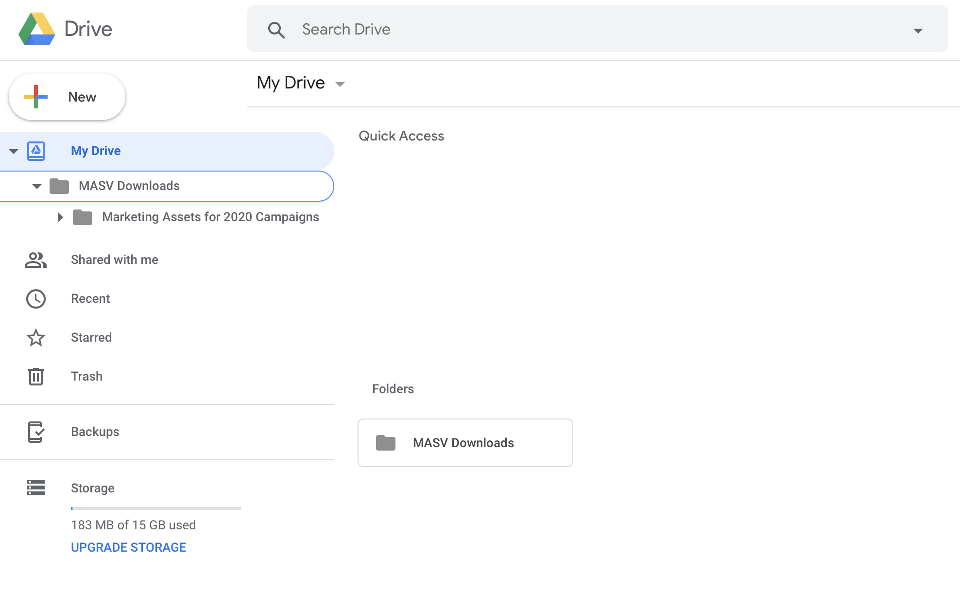 Google Drive MASV Downloads folder