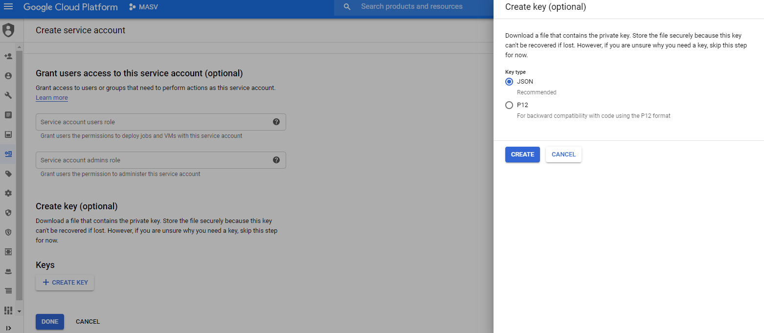 Google Cloud Platform JSON format