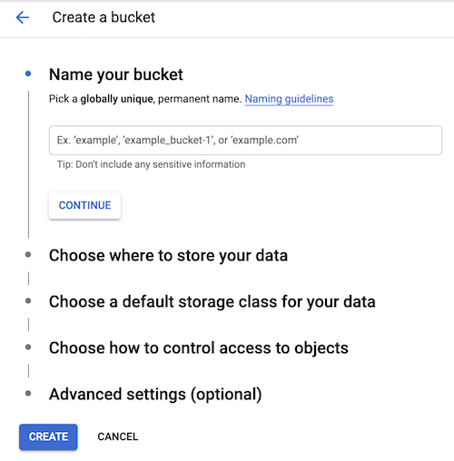 Google Cloud Platform Create Bucket
