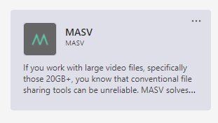 MASV app within Microsoft Teams