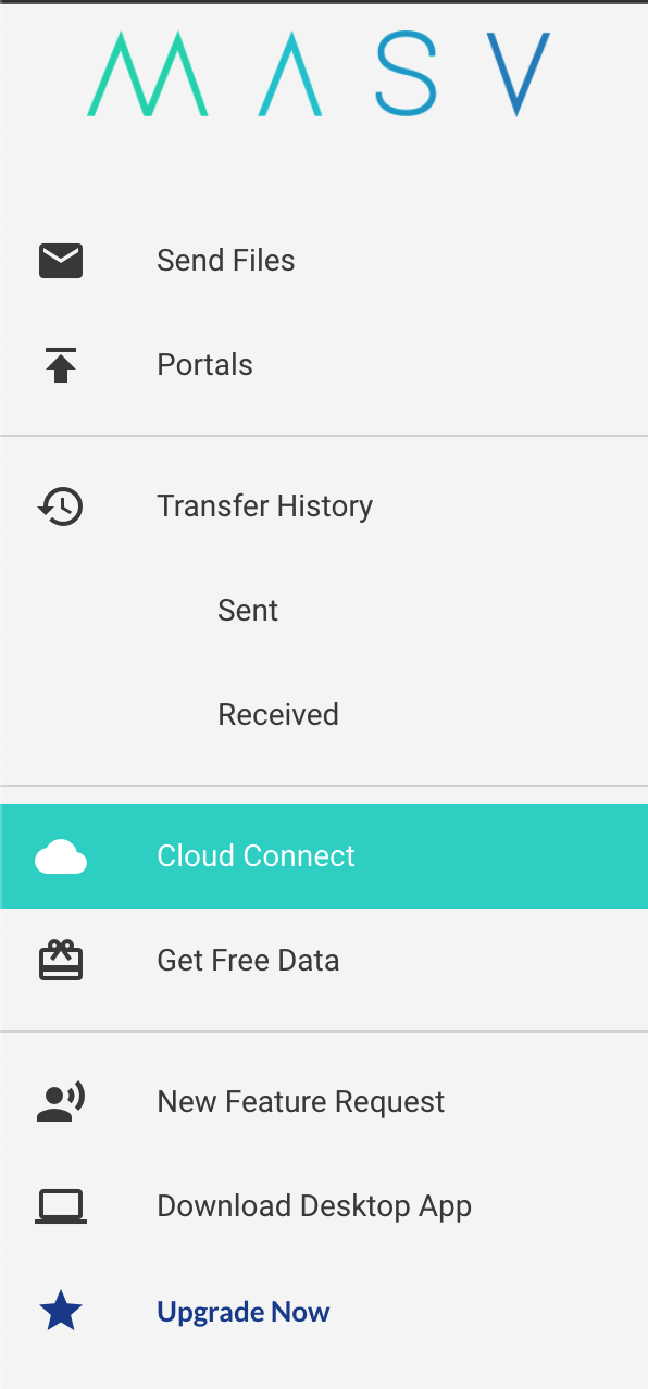 MASV Cloud Connect Icon within the MASV app